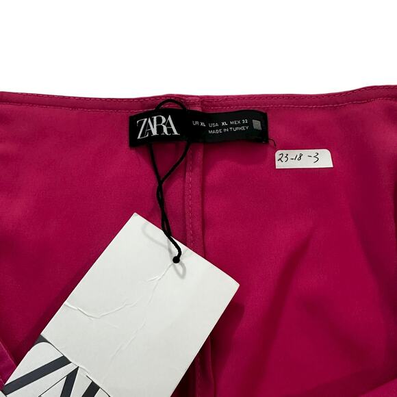 Zara Pink Satin Mini Skort/Skirt Women's Size XL NWT | 23-18-3 - Picture 3 of 6